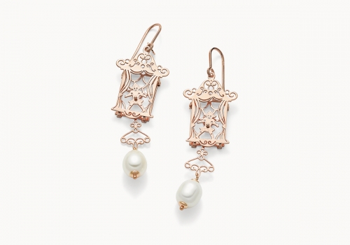 The stage – Art | 925 rose gold-plated silver earrings with pearls