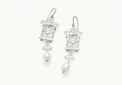 The stage – Art | 925 rhodium-plated silver earrings with pearls