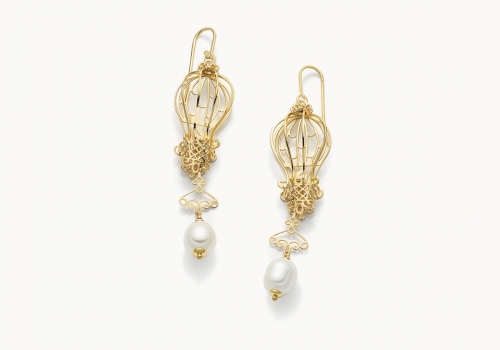 Mongolfiera – Discovery | orecchini in argento dorato 925 con perle