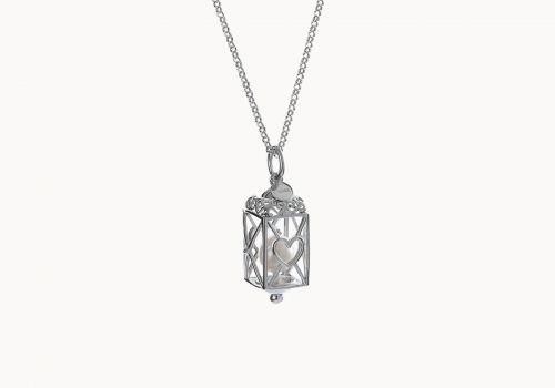 Lanterna cuori | girocollo in argento rodiato 925 con perla fresh water